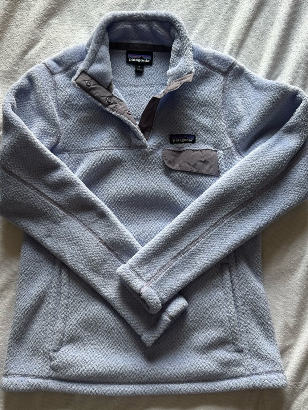 Patagonia Women's Pale Blue Snap-Placket Fleece Pullover